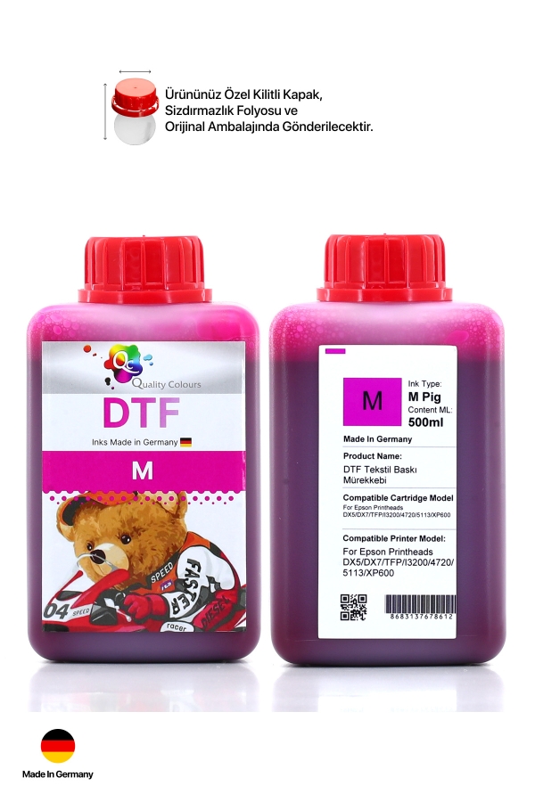DTF Tekstil Baskı Mürekkebi Kırmızı 500ml - 5