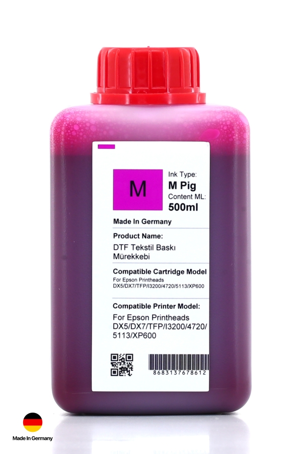 DTF Tekstil Baskı Mürekkebi Kırmızı 500ml - 6