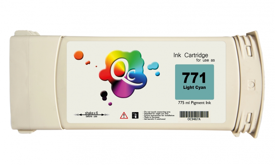 HP 771 CE041A Light Cyan Açık Mavi Plotter Pigment Muadil Mürekkep Kartuş 775ml