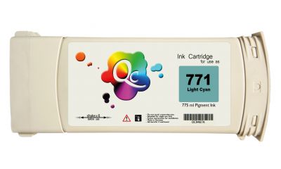 HP - HP 771 CE041A Light Cyan Açık Mavi Plotter Pigment Muadil Mürekkep Kartuş 775ml